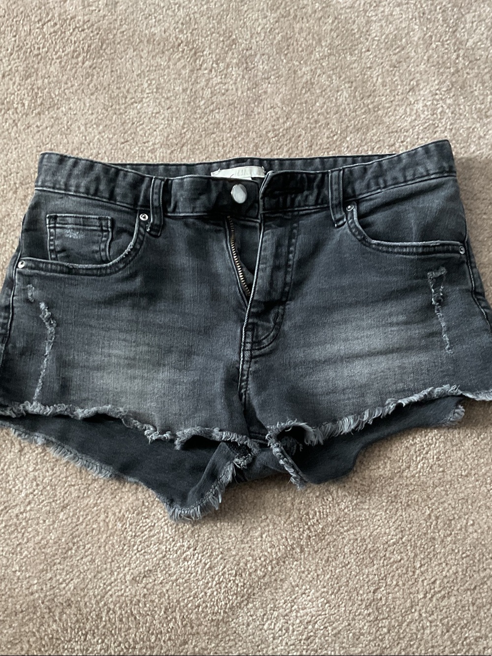 H&M Black Washed Distressed Denim Cutoff Shorts